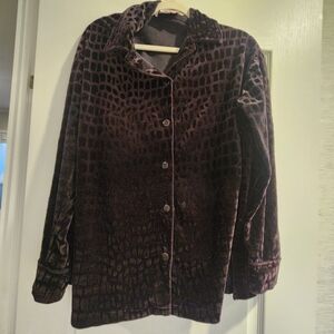 Carolina Colpurs Velvet Textured Button-Up Blouse in Black M/L EUC